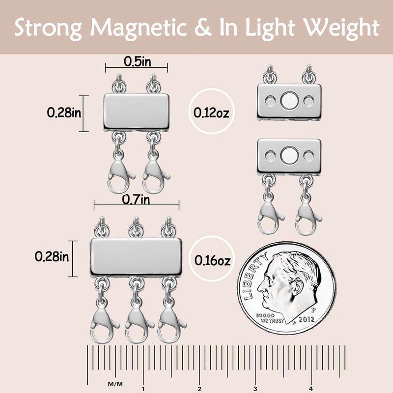 OHINGLT Necklace Layering Clasps Magnetic Slide Lock Clasp Necklace Connector Multi Strands Slide Tube Clasps - Image 3